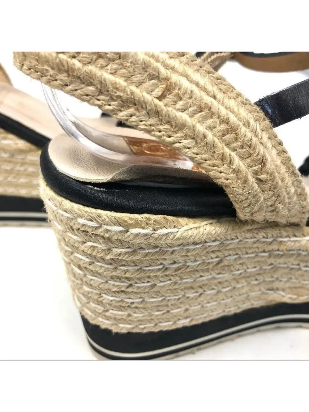 Kanna Black Braided Espadrille Platform Sandals Size 39
